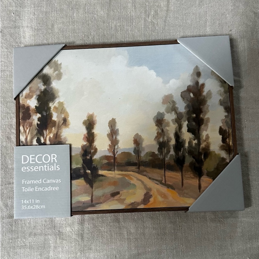Framed Canvas with Brown and Green Accents